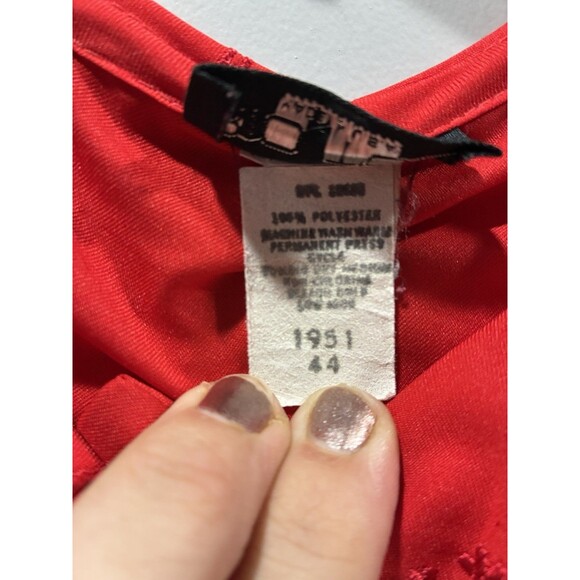 1951 Vintage Romantic Red Blouse Peter Pan Collar Embroidered Bow USA Women’s L - Picture 4 of 8